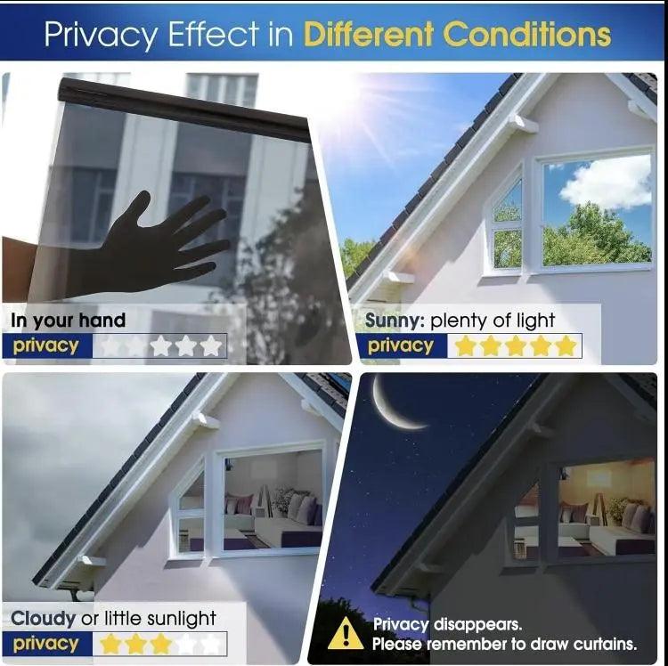 Window Privacy Film - UV Sun Blocking, Heat Control 17.5 x 78.74 Inches Luxiz™️