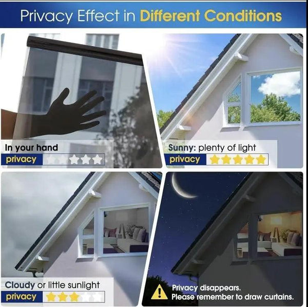 Window Privacy Film - UV Sun Blocking, Heat Control 17.5 x 78.74 Inches Luxiz™️