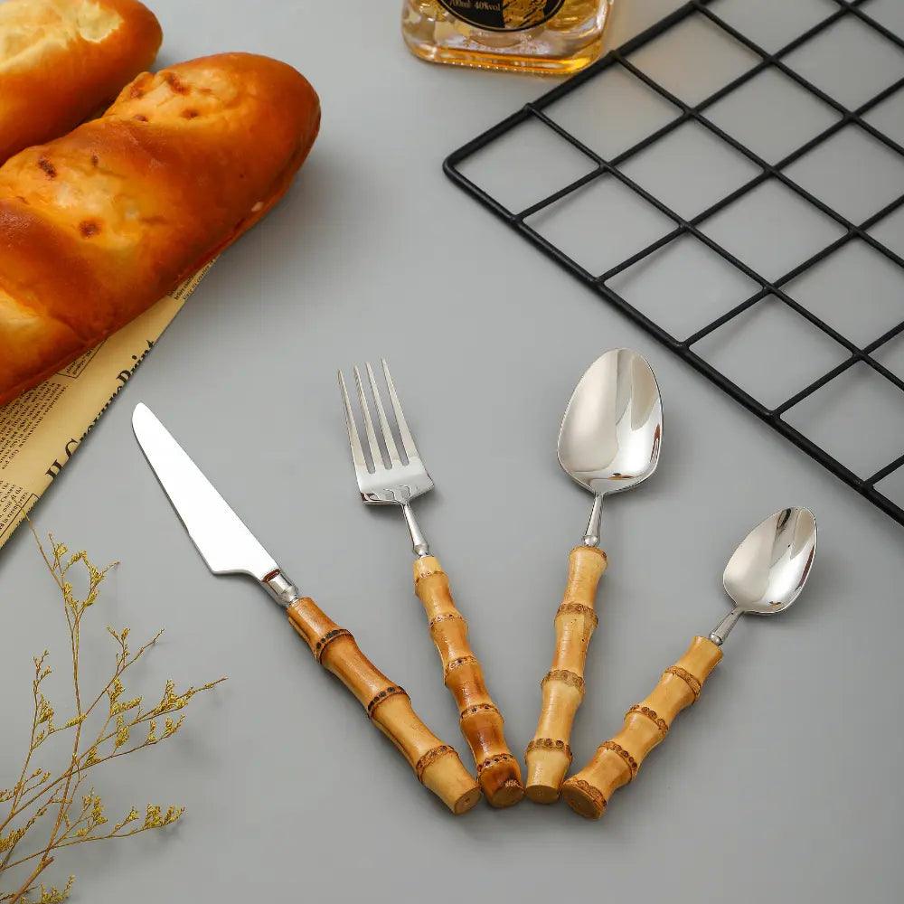Natural Bamboo Flatware Set Luxiz™️