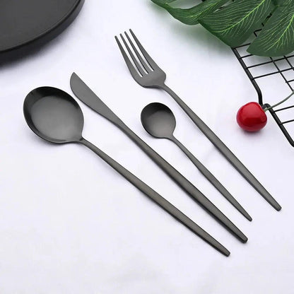 Elegant Black Gold Cutlery Set Luxiz™️