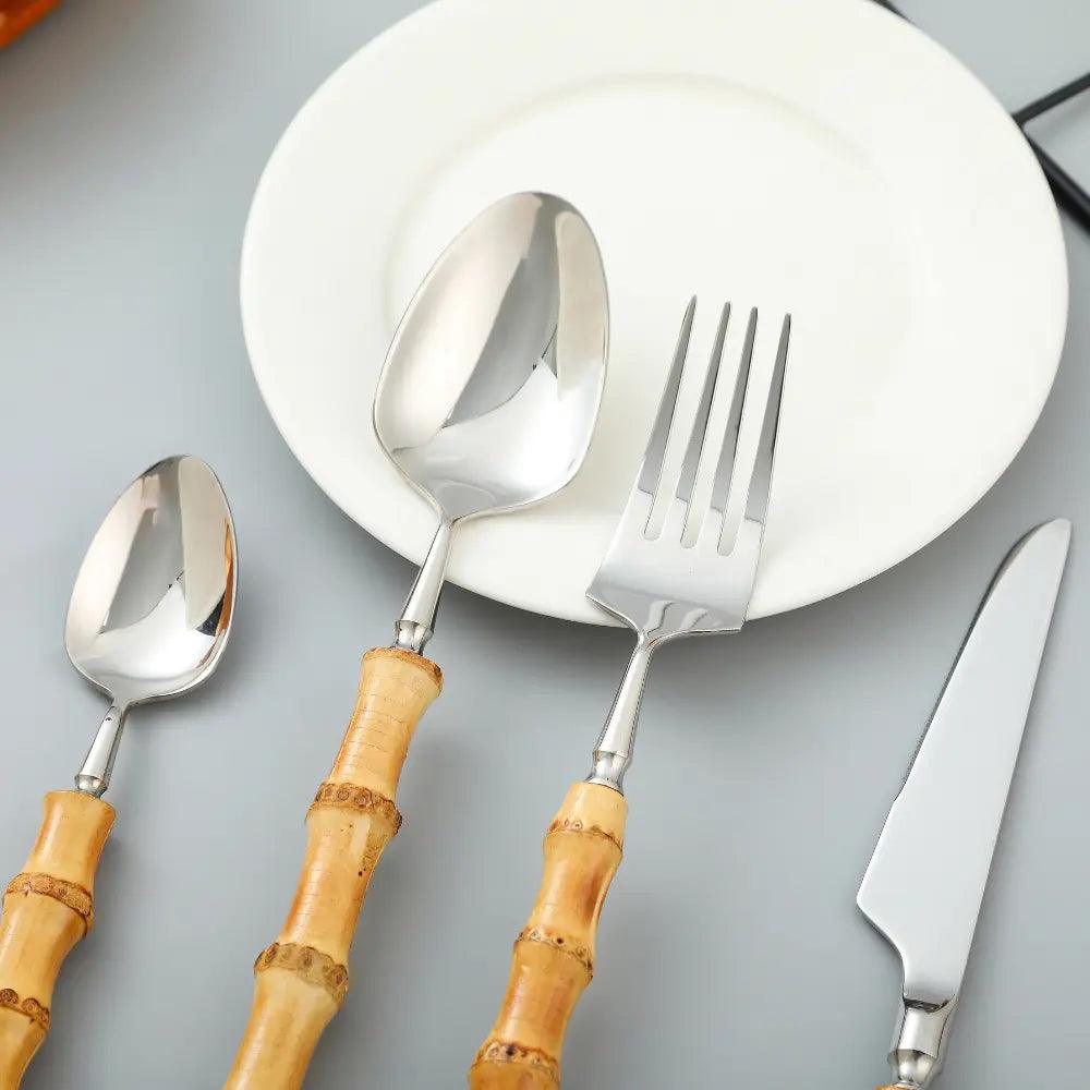 Natural Bamboo Flatware Set Luxiz™️