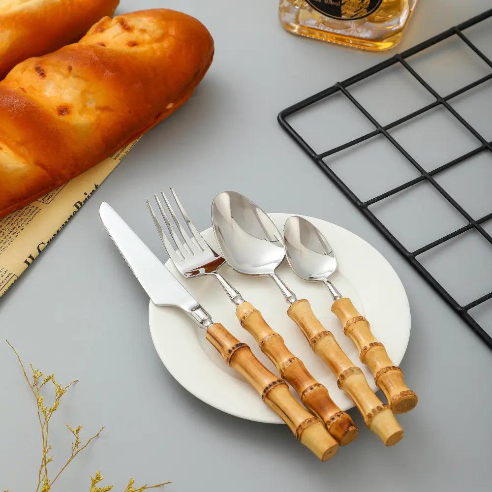 Natural Bamboo Flatware Set Luxiz™️