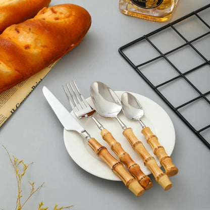 Natural Bamboo Flatware Set Luxiz™️