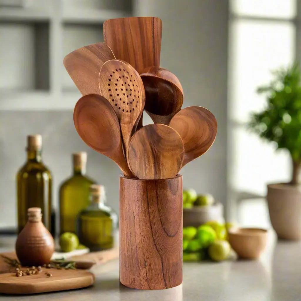 Teak Wooden Utensil Set Luxiz™️