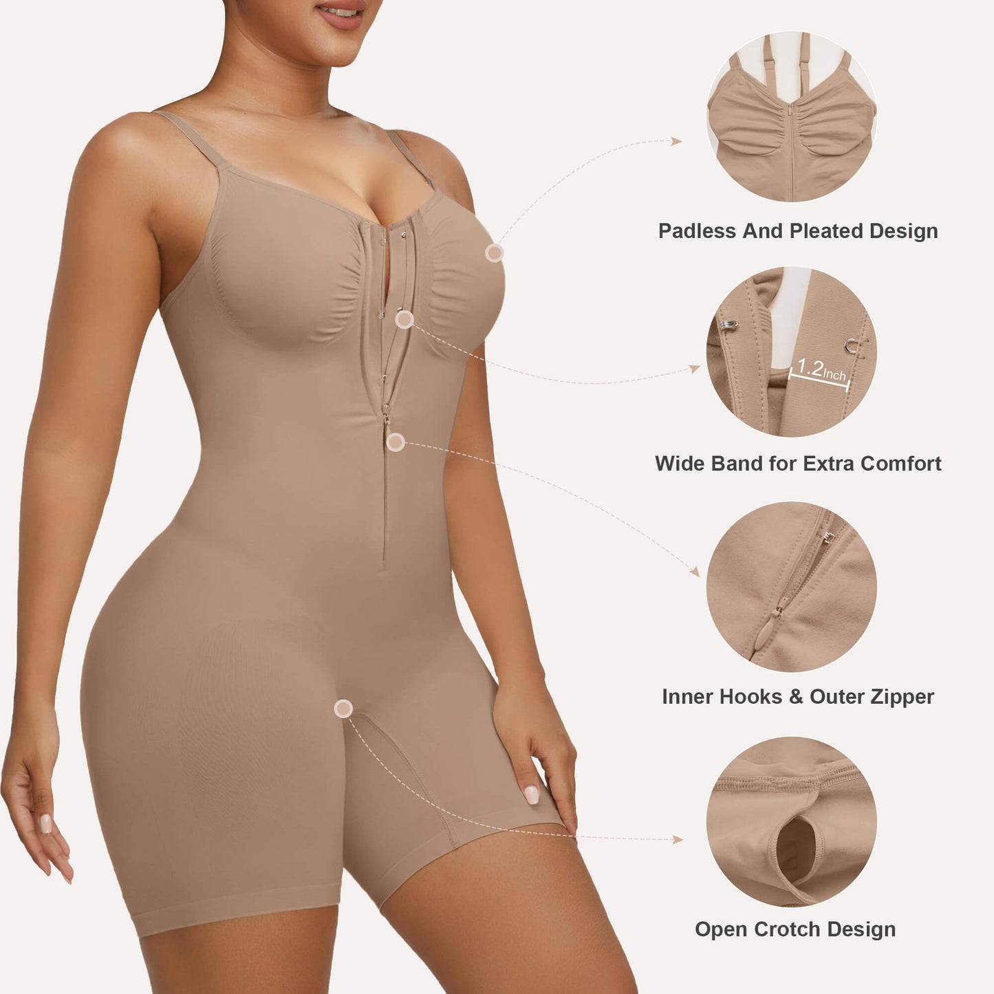 Zip-Up Sculpting Short Bodysuit Everyday