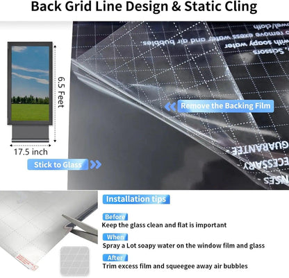 Window Privacy Film - UV Sun Blocking, Heat Control 17.5 x 78.74 Inches Luxiz™️