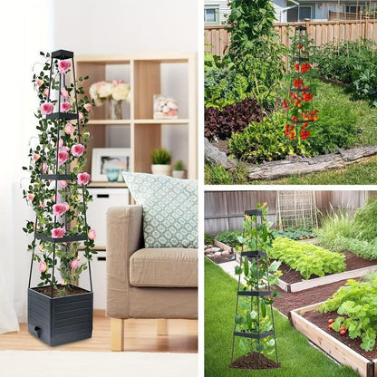 Self Watering Tower Planter with Trellis
