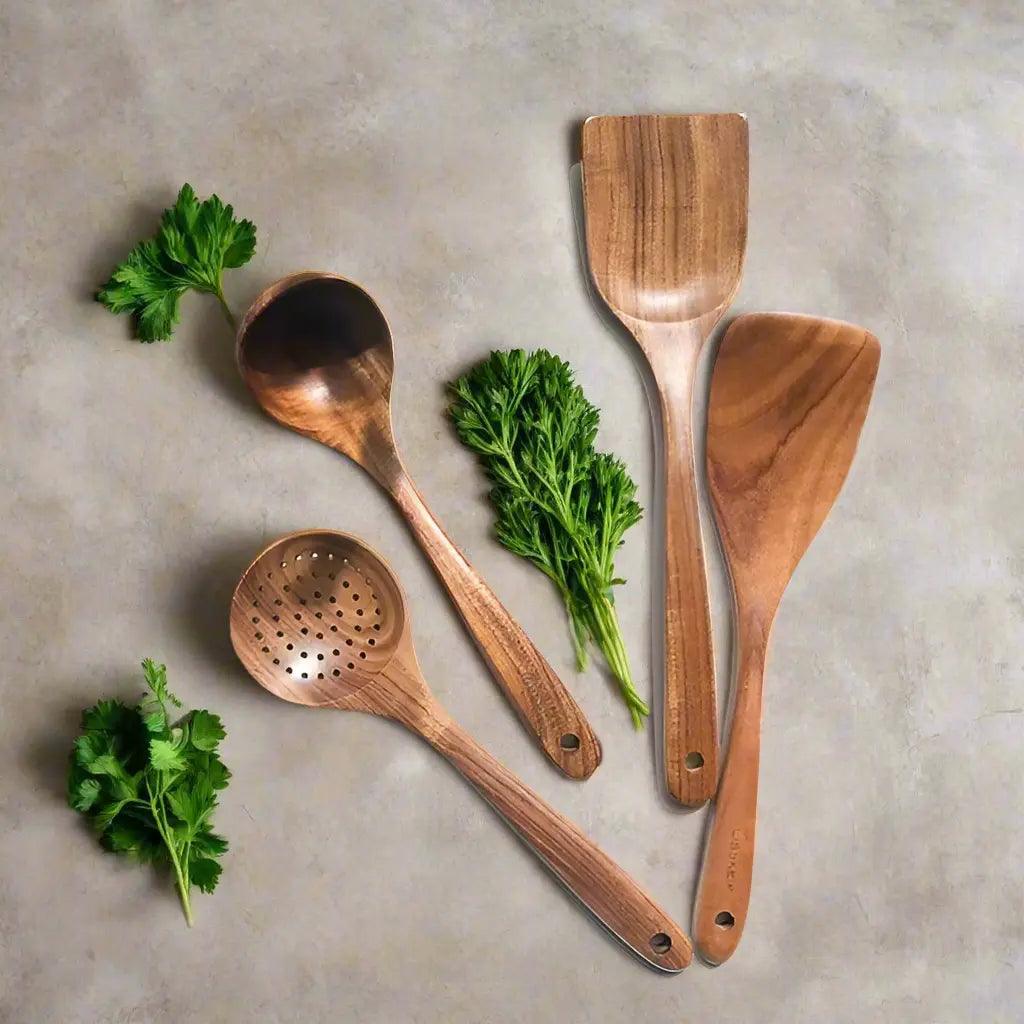 Teak Wooden Utensil Set Luxiz™️