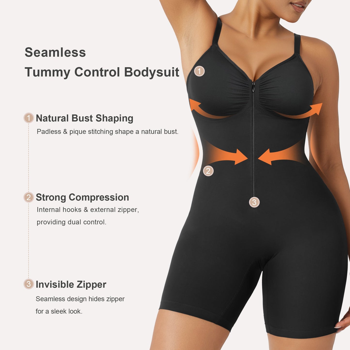 Zip-Up Sculpting Short Bodysuit Everyday