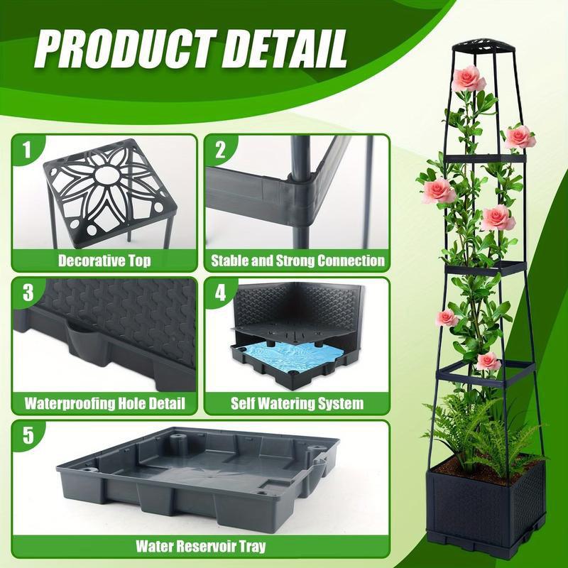 Self Watering Tower Planter with Trellis