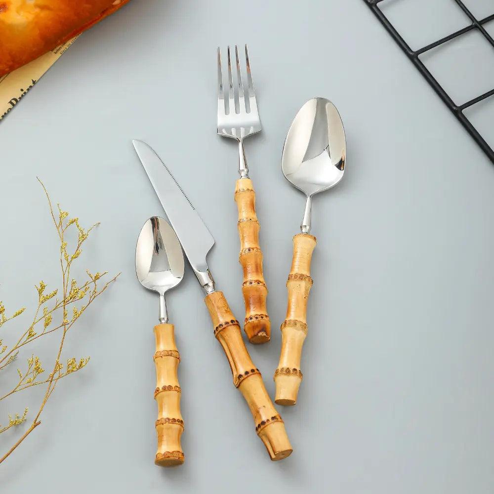 Natural Bamboo Flatware Set Luxiz™️