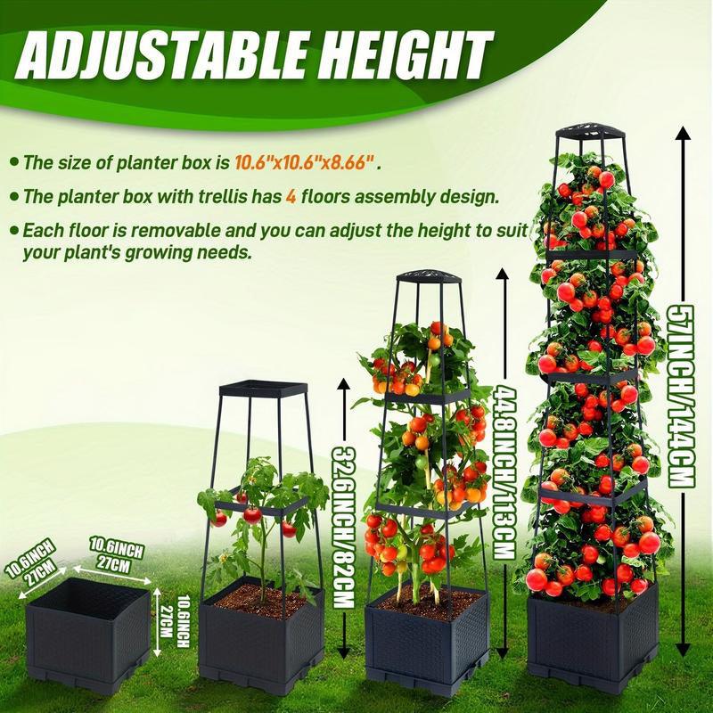 Self Watering Tower Planter with Trellis