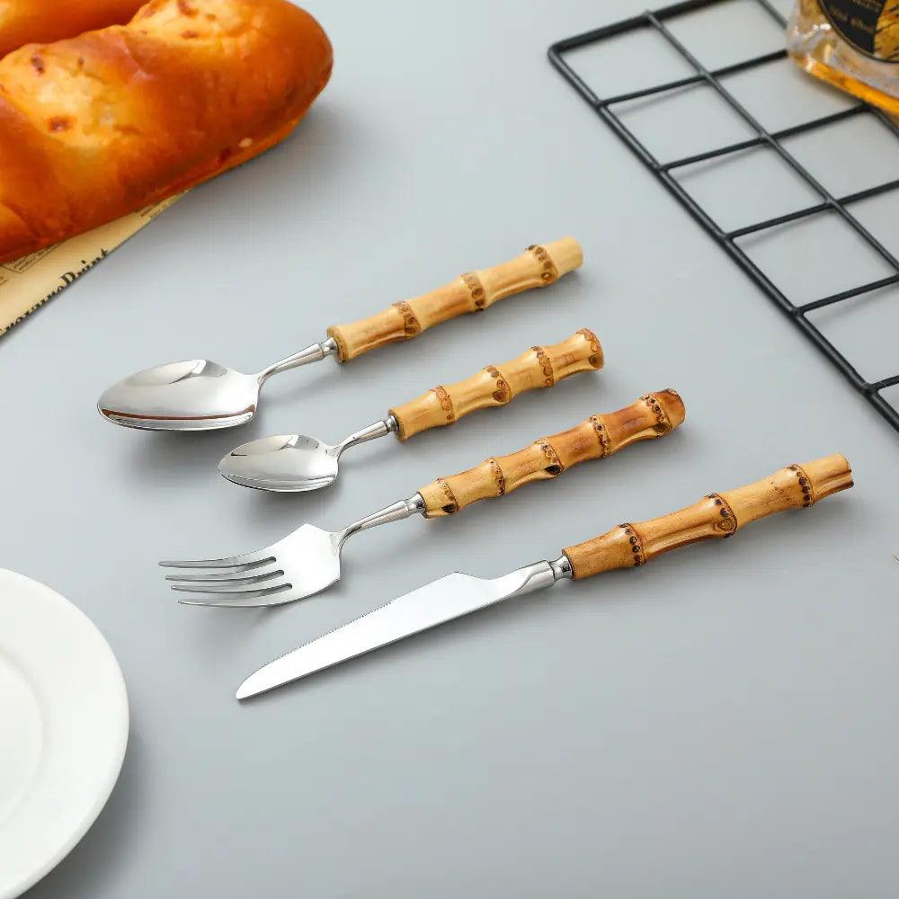 Natural Bamboo Flatware Set Luxiz™️