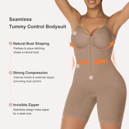 Zip-Up Sculpting Short Bodysuit Everyday