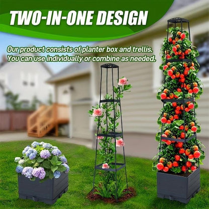 Self Watering Tower Planter with Trellis