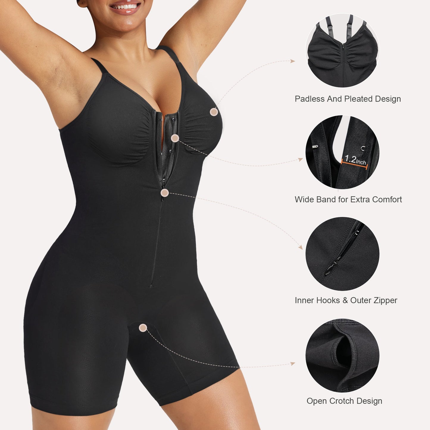 Zip-Up Sculpting Short Bodysuit Everyday